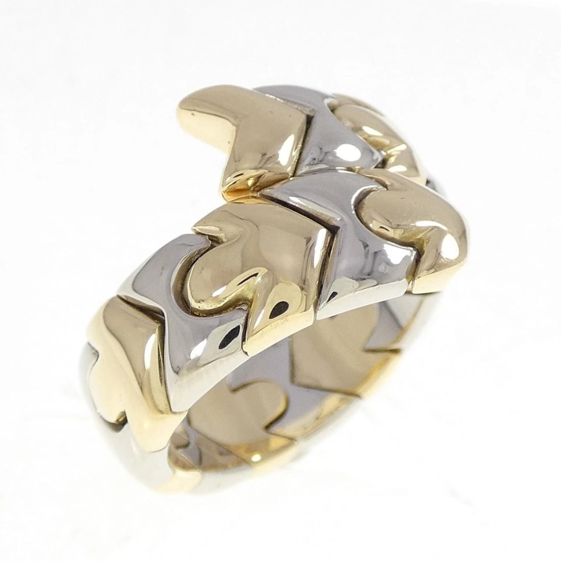 BVLGARI 750YG/750WG RING: Bvlgari 750YG/750WG Ring Brand: BVLGARI Type: Bulgari Ring Material: 750 yellow gold/750 white gold, Color: yellow gold white gold Size: US6 1/4 Accessories: None Accessories Notice: When purchasing