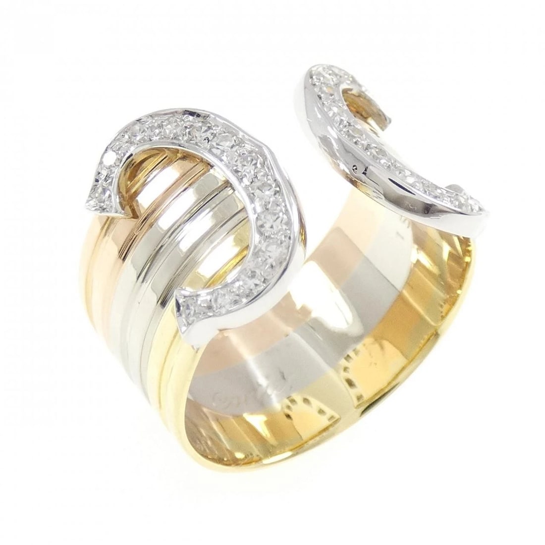 CARTIER 2C RING: Cartier 2C Ring Brand: CARTIER Type: Cartier Ring Material: 750 Yellow Gold/750 White Gold/750 Pink Gold, Color: Yellow Gold White Gold Pink Gold Size: US6 1/4 Accessories: None Accessories Notice: