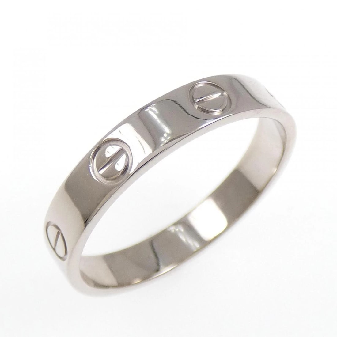 CARTIER MINI LOVE RING: Cartier Mini Love Ring Brand: CARTIER Type: Cartier Ring Material: 750 white gold, Color: white gold Size: US8 Accessories: None Accessories Notice: When purchasing pre-owned goods, please refer to