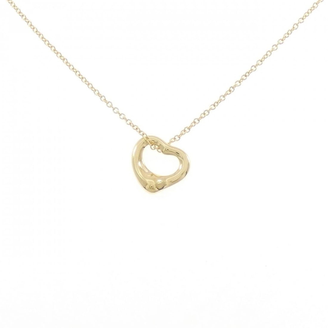 TIFFANY&CO. OPEN HEART NECKLACE: TIFFANY&Co. Open Heart Necklace Brand: TIFFANY&Co. Type: TIFFANY&Co. Necklace Material: 750 yellow gold, Color: yellow gold Size: Actual Size Pendant length approx. x width approx.: 10.9mmx10.9mm