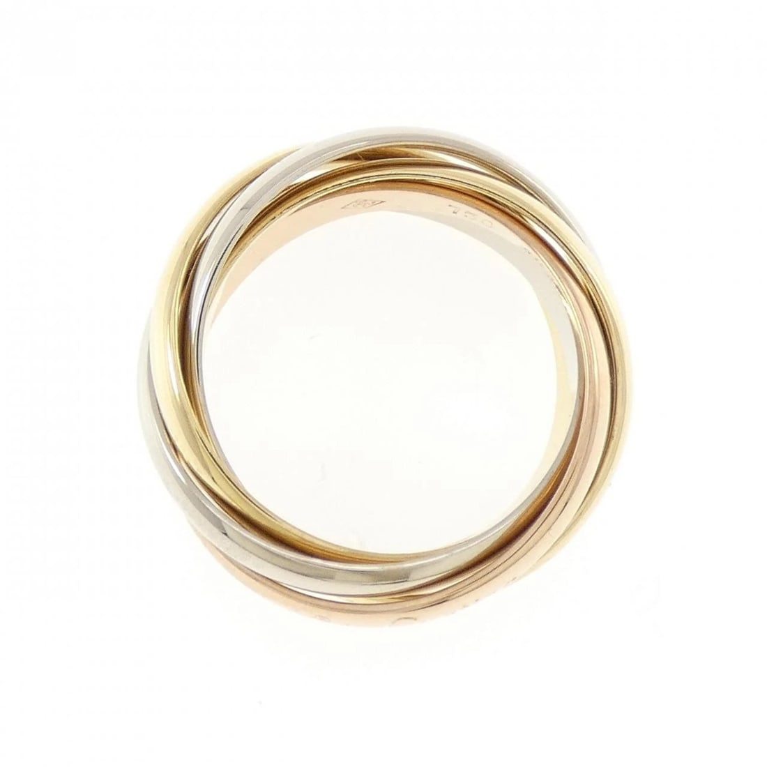 CARTIER TRINITY RING: Cartier Trinity Ring Brand: CARTIER Type: Cartier Ring Material: 750 Yellow Gold/750 White Gold/750 Pink Gold, Color: Yellow Gold White Gold Pink Gold Size: US4 1/2 Accessories: None Accessories