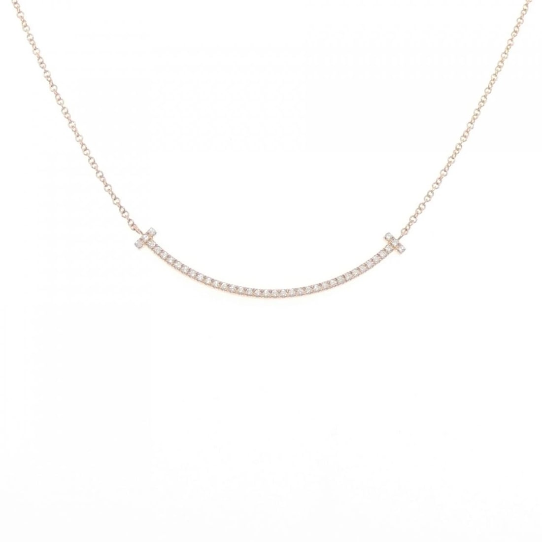 TIFFANY&CO. T SMILE SMALL NECKLACE: TIFFANY&Co. T Smile Small Necklace Brand: TIFFANY&Co. Type: TIFFANY&Co. Necklace Material: 750 Pink Gold, Color: Pink Gold Size: Actual Size Pendant length approx. x width approx.: 3.6mmx37.0mm Chain