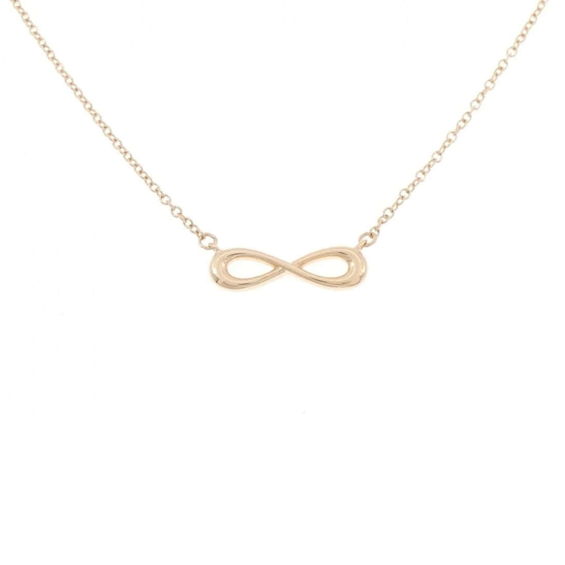 TIFFANY&CO. INFINITY MINI NECKLACE: TIFFANY&Co. Infinity Mini Necklace Brand: TIFFANY&Co. Type: TIFFANY&Co. Necklace Material: 750 Pink Gold, Color: Pink Gold Size: Actual Size Pendant length approx. x width approx.: 4.2mmx14.5mm Chain
