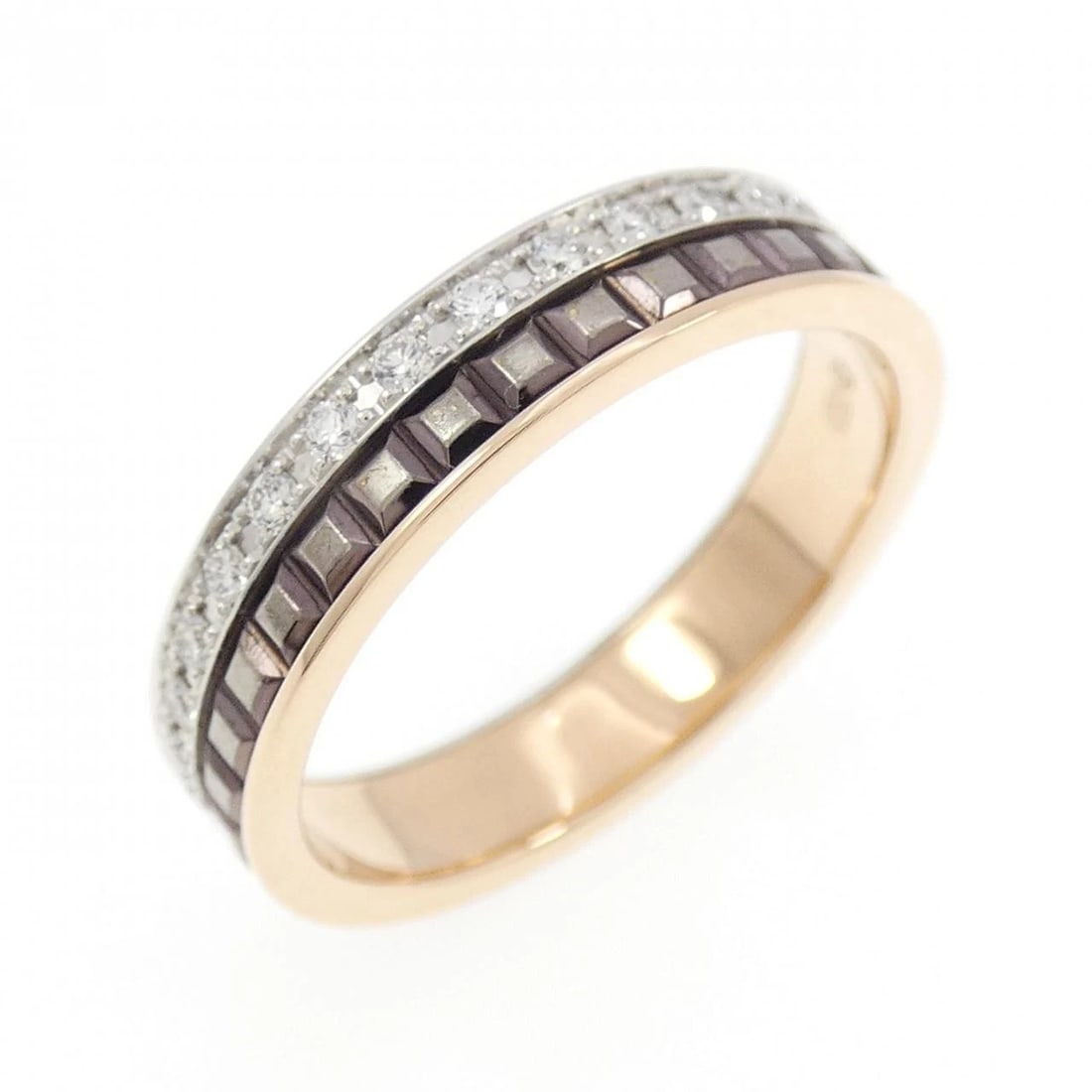 BOUCHERON QUATRE CLASSIC RING: Boucheron Quatre Classic Ring Brand: Boucheron Type: Boucheron Ring Material: 750 pink gold/750 white gold/PVD, Color: pink gold white gold Size: US4 1/2 Accessories: None Accessories Notice: When