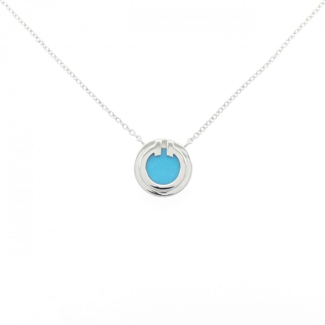 TIFFANY&CO. T TWO NECKLACE: TIFFANY&Co. T Two Necklace Brand: TIFFANY&Co. Type: TIFFANY&Co. Necklace Material: 750 white gold, Main Stone/Creation Turquoise Color: white gold Size: Actual Size Diameteraround: 10.8mm Chain