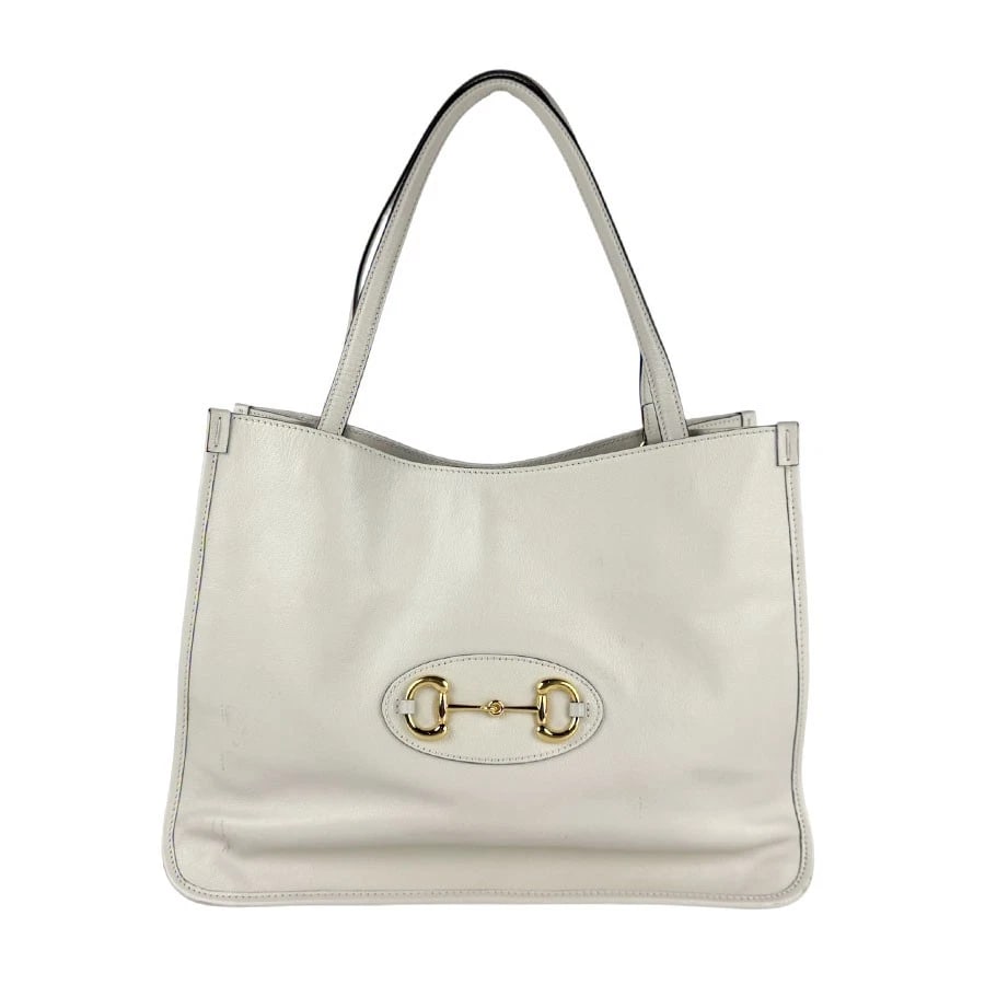 GUCCI HORSEBIT TOTE SHOULDER BAG OFF WHITE: GUCCI Horsebit Tote Shoulder Bag Off White Brand: GUCCI Type: Shoulder Bag Material: Leather Color: Off White Size: W:13.4inx H:10.6inx D:5.5in Accessories: None Accessories Notice: When p