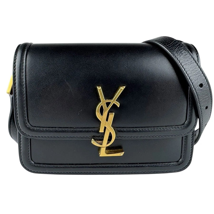 SAINT LAURENT SHOULDER BAG BLACK LEATHER/GOLDTONE: SAINT LAURENT Shoulder Bag Black Leather/Goldtone Brand: SAINT LAURENT Type: Shoulder Bag Material: Leather Color: Black Size: W:6.7inx H:5.9inx D:1.6in Accessories: None Accessories Notic