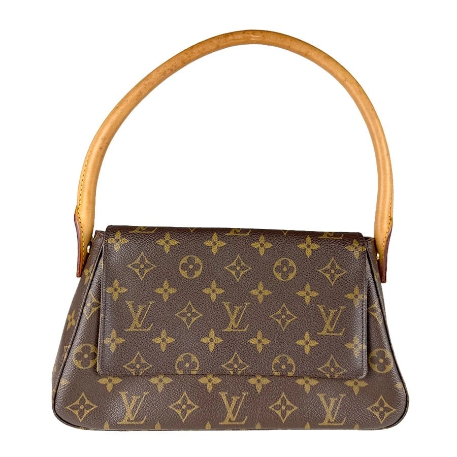 LOUIS VUITTON MONOGRAM MINI LOOPING SHOULDER BAG: LOUIS VUITTON Monogram Mini Looping Shoulder Bag Brand: LOUIS VUITTON Type: Shoulder Bag Material: Monogram Canvas Color: Brown Size: W:11.0inx H:7.1inx D:3.1in Handle Length:21.7in Accessories: N