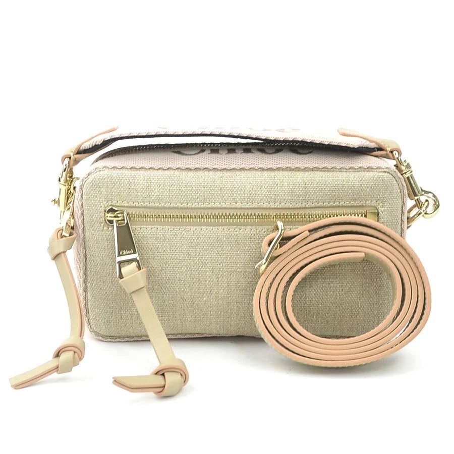 CHLOE WOODY BELT BAG BODY BAG CANVAS: Chloe WOODY Belt Bag Body Bag Canvas Brand: Chloe Type: body bag Material: Canvas Color: Beige X Light Pink Size: W:7.9inx H:4.5inx D:2.2in Handle Length:9.3in Accessories: None Accessorie