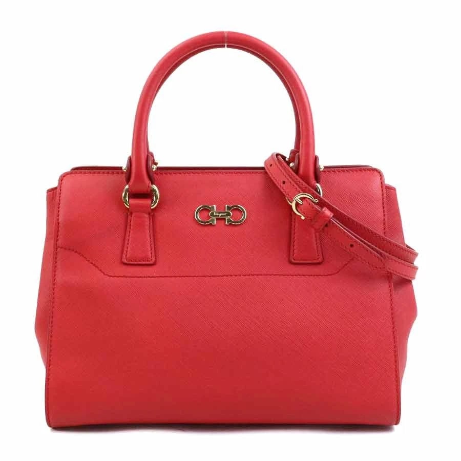 SALVATORE FERRAGAMO GANICINI HANDBAG SHOULDER BAG: Salvatore Ferragamo Ganicini Handbag Shoulder Bag Brand: Salvatore Ferragamo Type: Handbag Material: Leather Color: Red Size: W:10.6inx H:7.9inx D:4.7in Handle drop:4.3in Accessories: None