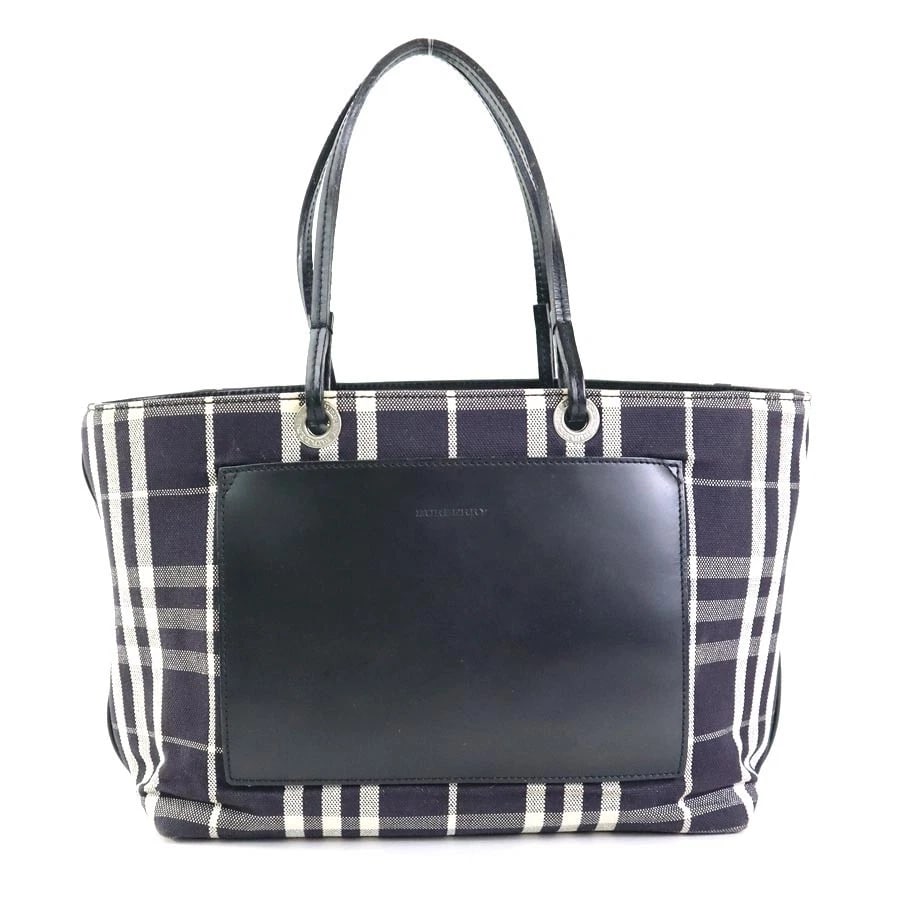 BURBERRY HANDBAG BLACK CANVAS/LEATHER: BURBERRY Handbag Black Canvas/Leather Brand: BURBERRY Type: Handbag Material: Canvas/Leather Color: Black Series Size: W:10.2inx H:7.9inx D:3.9in Handle Length:15.7in Accessories: None Acc