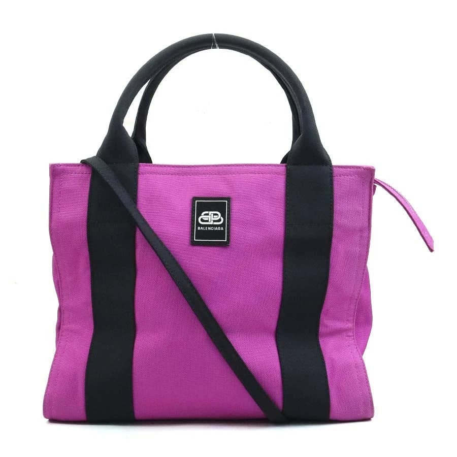 BALENCIAGA HANDBAG SHOULDER BAG CANVAS: BALENCIAGA Handbag Shoulder Bag Canvas Brand: BALENCIAGA Type: Handbag Material: Canvas Color: Purple / Black Size: W:11.0inx H:8.7inx D:5.1in Handle drop:4.7in Accessories: None Accessori