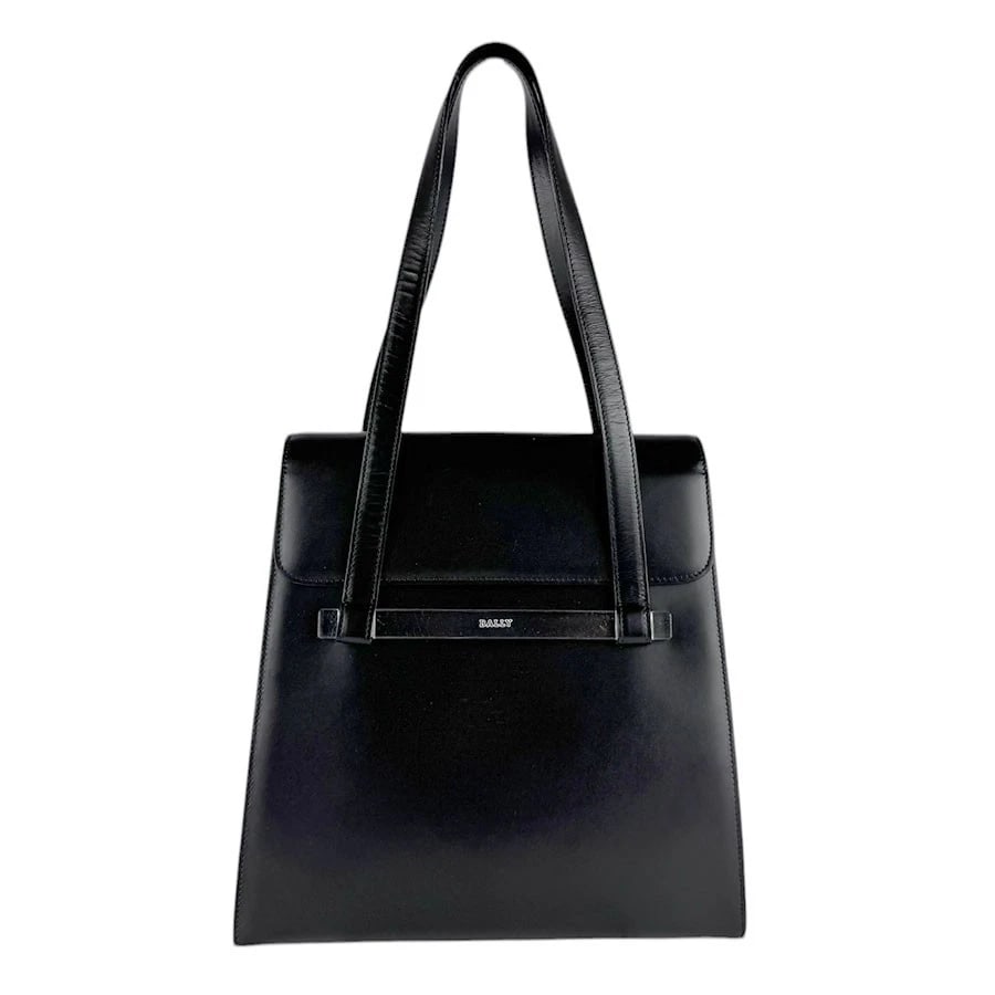 BALLY HANDBAG BLACK LEATHER: BALLY Handbag Black Leather Brand: BALLY Type: Handbag Material: leather Color: Black Size: W:11.0inx H:10.8inx D:3.7in Accessories: None Accessories Notice: When purchasing pre-owned good