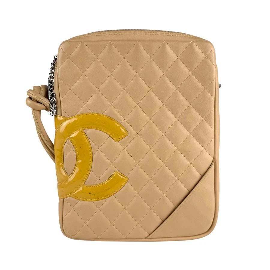 CHANEL CAMBON CROSSBODY SHOULDER BAG: CHANEL Cambon Crossbody Shoulder Bag Brand: CHANEL Type: Shoulder Bag Material: leather Color: Beige Size: W:7.5inx H:10.2inx D:1.2in Accessories: None Accessories Notice: When purchasing