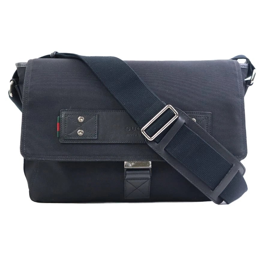 GUCCI CROSSBODY SHOULDER BAG BLACK: GUCCI Crossbody Shoulder Bag Black Brand: GUCCI Type: Shoulder Bag Material: Nylon/Leather Color: Black Size: W:13.8inx H:9.8inx D:3.7in Accessories: None Accessories Notice: When purchasi