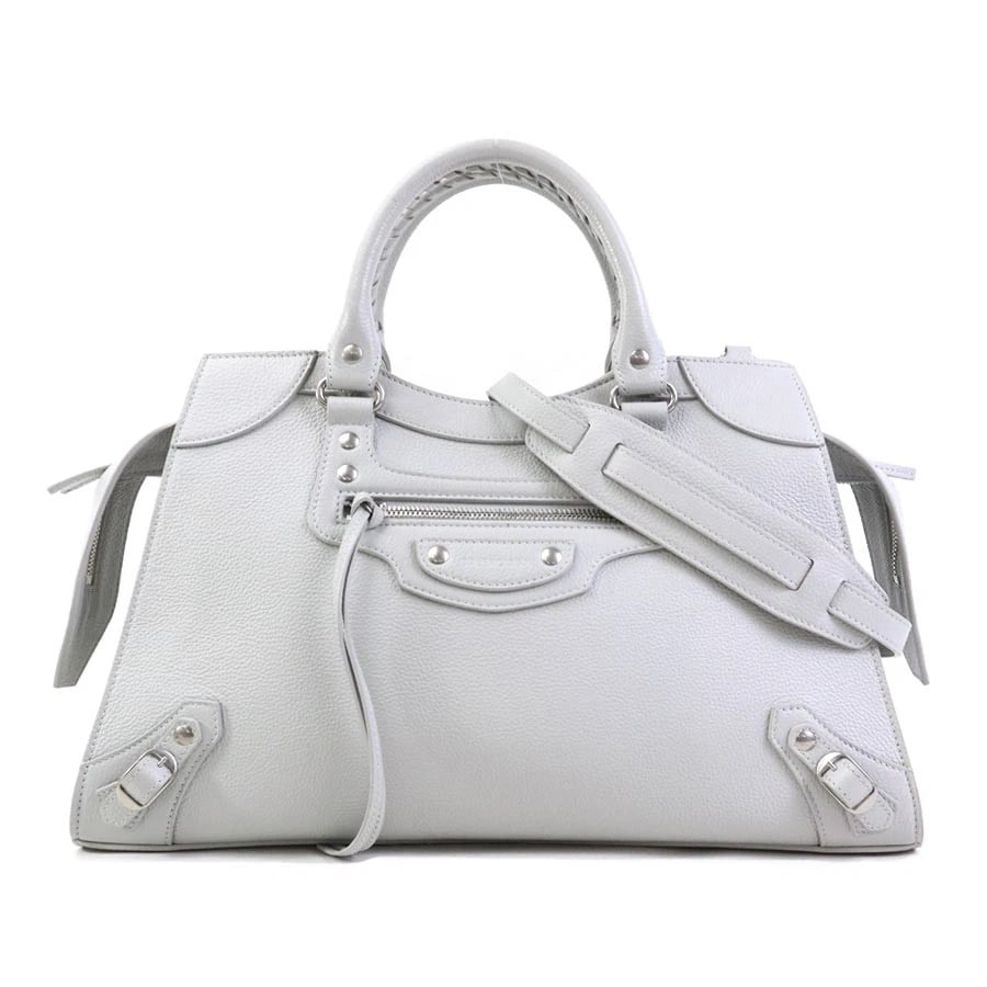 BALENCIAGA NEO CLASSIC HANDBAG SHOULDER BAG: BALENCIAGA Neo Classic Handbag Shoulder Bag Brand: BALENCIAGA Type: Handbag Material: Leather Color: Light Gray Size: W:15.4inx H:8.7inx D:5.9in Handle drop:4.7in Accessories: None Accesso