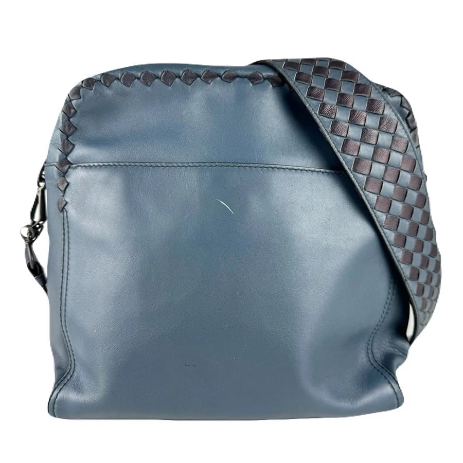 BOTTEGAVENETA INTRECCIATO SHOULDER BAG: BOTTEGAVENETA Intrecciato Shoulder Bag Brand: BOTTEGAVENETA Type: Shoulder Bag Material: leather Color: Dark Blue/Black Size: W:10.2inx H:10.6inx D:3.1in Accessories: None Accessories Notice: When