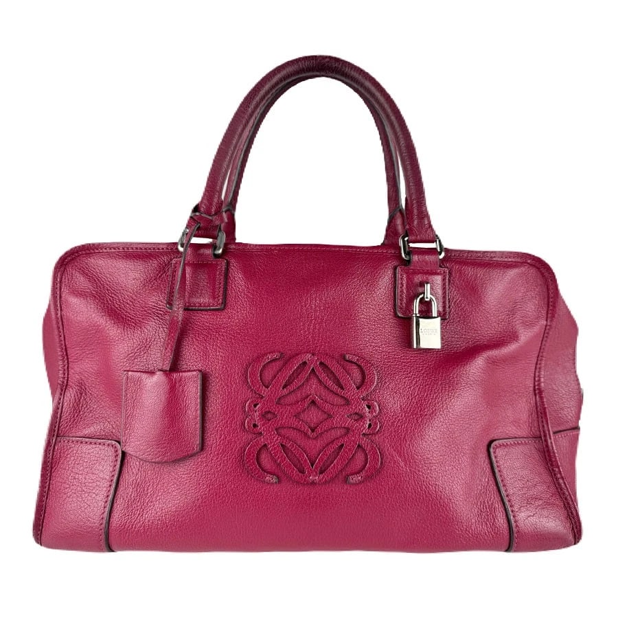 LOEWE AMAZONA 36 HANDBAG PINK LEATHER/SILVERTONE: LOEWE Amazona 36 Handbag Pink Leather/Silvertone Brand: LOEWE Type: Handbag Material: Leather Color: Pink Size: W:14.2inx H:8.3inx D:5.9in Handle Length:14.6in Accessories: None Accessorie
