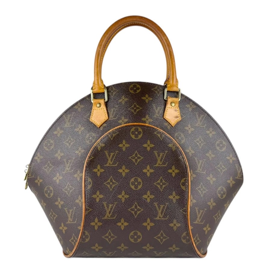 LOUIS VUITTON MONOGRAM ELLIPSE MM HANDBAG: LOUIS VUITTON Monogram Ellipse MM Handbag Brand: LOUIS VUITTON Type: Handbag Material: Monogram canvas Color: Brown Size: W:15.7inx H:12.2inx D:7.5in Handle Length:14.2in Accessories: None