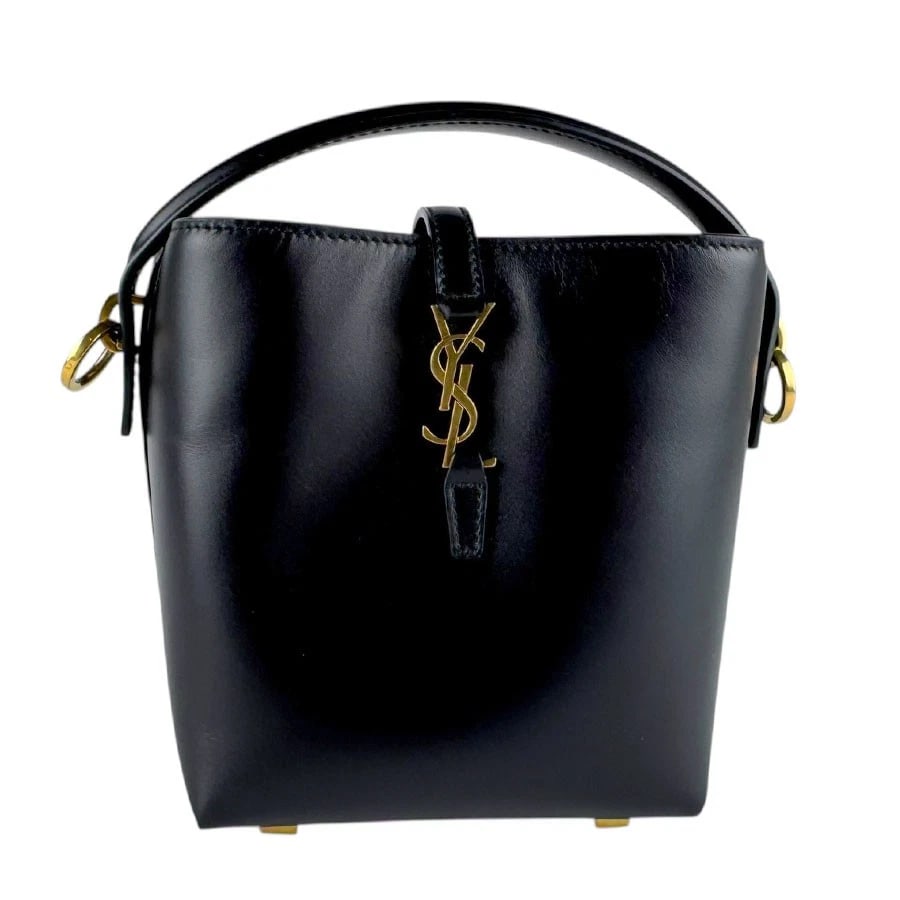 SAINT LAURENT LE 37 BUCKET BAG MINI SHOULDER BAG: SAINT LAURENT Le 37 Bucket Bag Mini Shoulder Bag Brand: SAINT LAURENT Type: Shoulder Bag Material: Leather Color: Black Size: W:5.5inx H:5.9inx D:3.1in Handle Length:9.4in Accessories: None