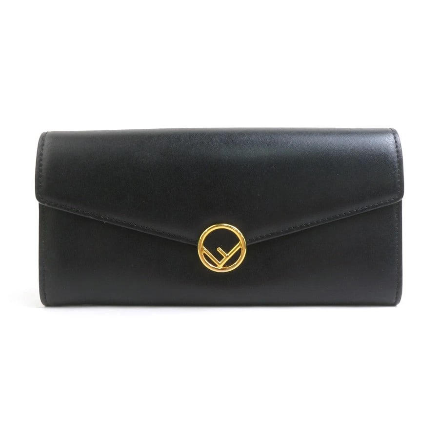 FENDI F IS LONG WALLET BLACK LEATHER: FENDI F Is Long Wallet Black Leather Brand: FENDI Type: Long Wallet Material: Leather Color: Black Size: W:7.3inx H:3.5inx D:0.8in Accessories: None Accessories Notice: When purchasing pre