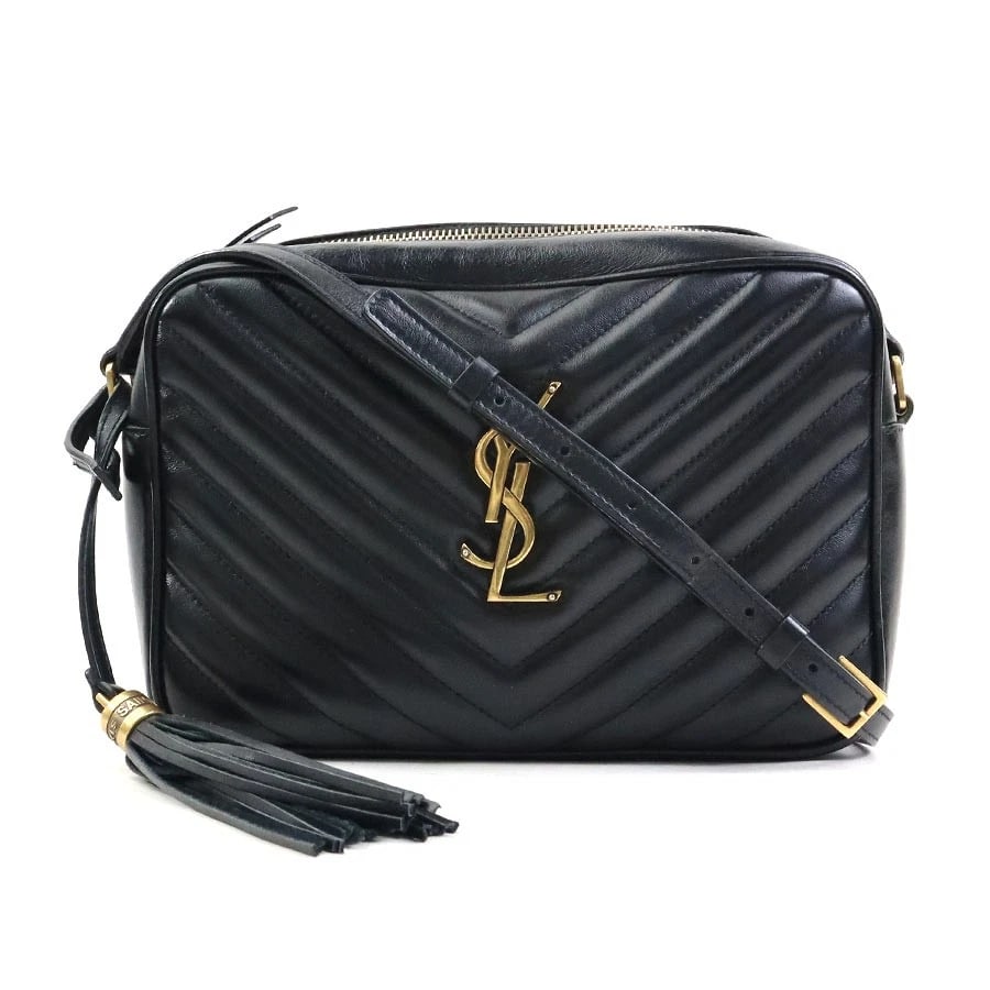 SAINT LAURENT LOU CROSSBODY SHOULDER BAG: SAINT LAURENT Lou Crossbody Shoulder Bag Brand: SAINT LAURENT Type: Crossbody Shoulder Bag Material: Leather Color: Black Size: W:8.7inx H:6.1inx D:2.4in Accessories: None Accessories Noti
