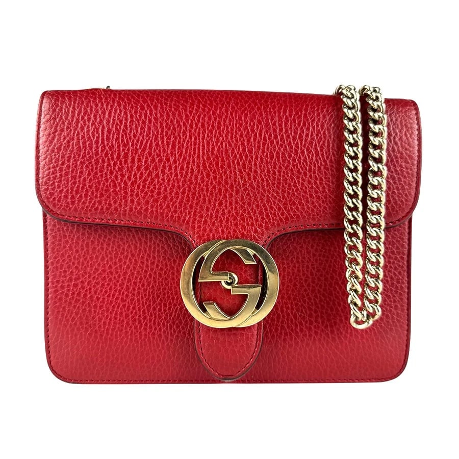 GUCCI INTERLOCKING G CHAIN SHOULDER BAG RED/GOLD (1 of 10)