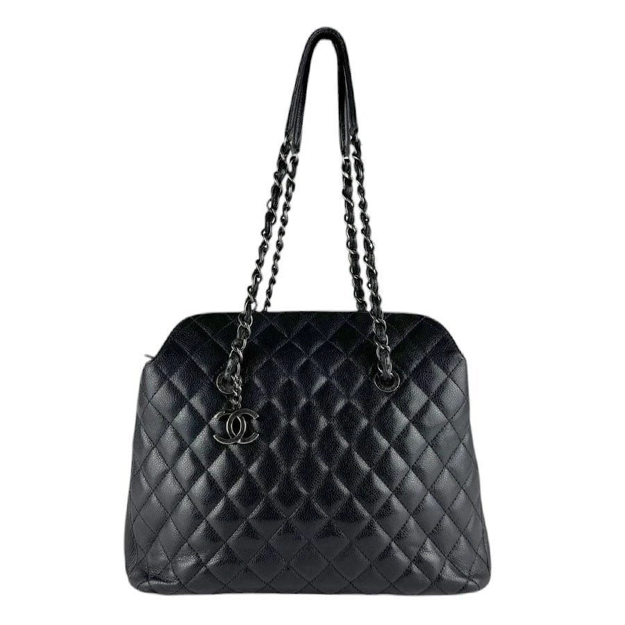 CHANEL MATELASSE CHAIN SHOULDER BAG BLACK: CHANEL Matelasse Chain Shoulder Bag Black Brand: CHANEL Type: Shoulder Bag Material: Caviar Skin Leather Color: Black Size: W:11.0inx H:10.2inx D:4.3in Accessories: None Accessories Notice