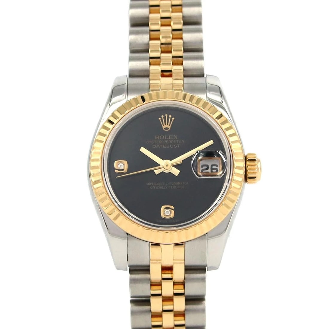 ROLEX DATEJUST STAINLESS STEEL YELLOW GOLD WATCH: Rolex Datejust Stainless Steel Yellow Gold Watch Brand: ROLEX Type: Wrist watch Material: Case: Stainless steel x yellow gold Bracelet: Stainless steel x yellow gold Color: Dial Color: Onyx, black/dia