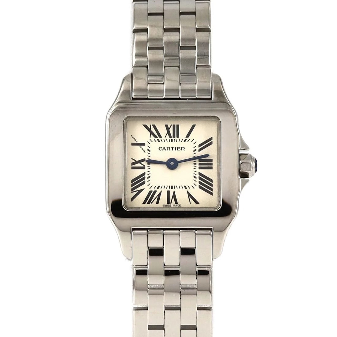 CARTIER SANTOS STAINLESS STEEL QUARTZ WATCH: Cartier Santos Stainless Steel Quartz Watch Brand: CARTIER Type: Wrist watch Material: Case: Stainless Steel Breath: Stainless Steel Color: Dial color silver/romen Size: Case diameter: 20x28mm Max