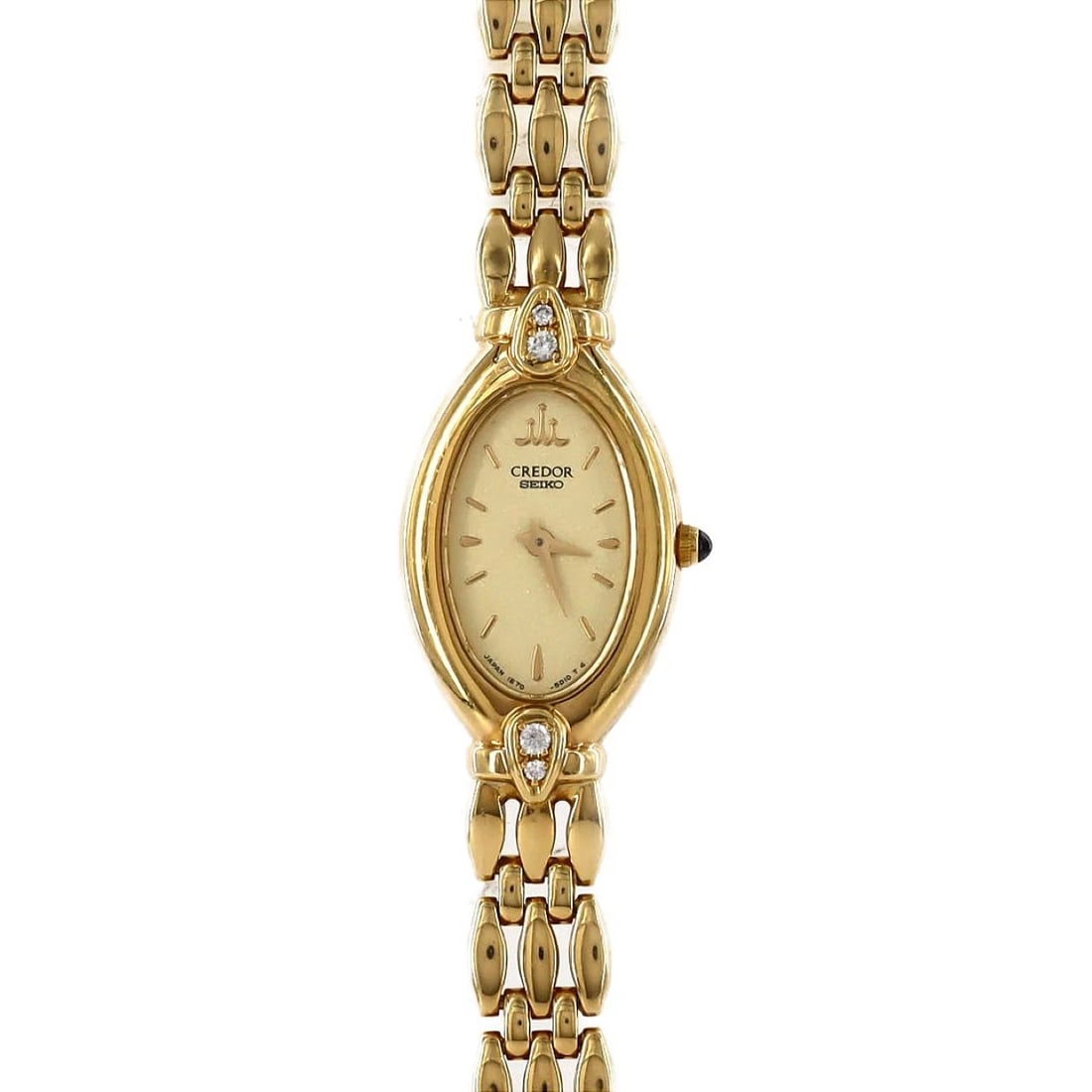 SEIKO CREDOR YG QUARTZ WATCH: Seiko CREDOR YG Quartz Watch Brand: SEIKO Type: Wrist watch Material: Case: Yellow gold Bracelet: Yellow gold Color: Dial color gold Size: Case diameter approx.: 16 x 27 mm mm Max Wrist Circumference