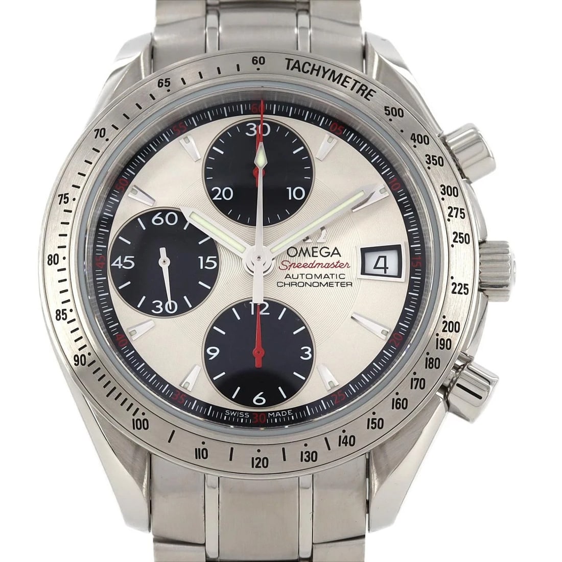 OMEGA SPEEDMASTER DATE STAINLESS STEEL MECHANICAL AUTOMATIC WATCH: Omega Speedmaster Date Stainless Steel Mechanical Automatic Watch Brand: OMEGA Type: Wrist watch Material: Case: Stainless Steel Breath: Stainless Steel Color: Dial color silver,black Size: Case