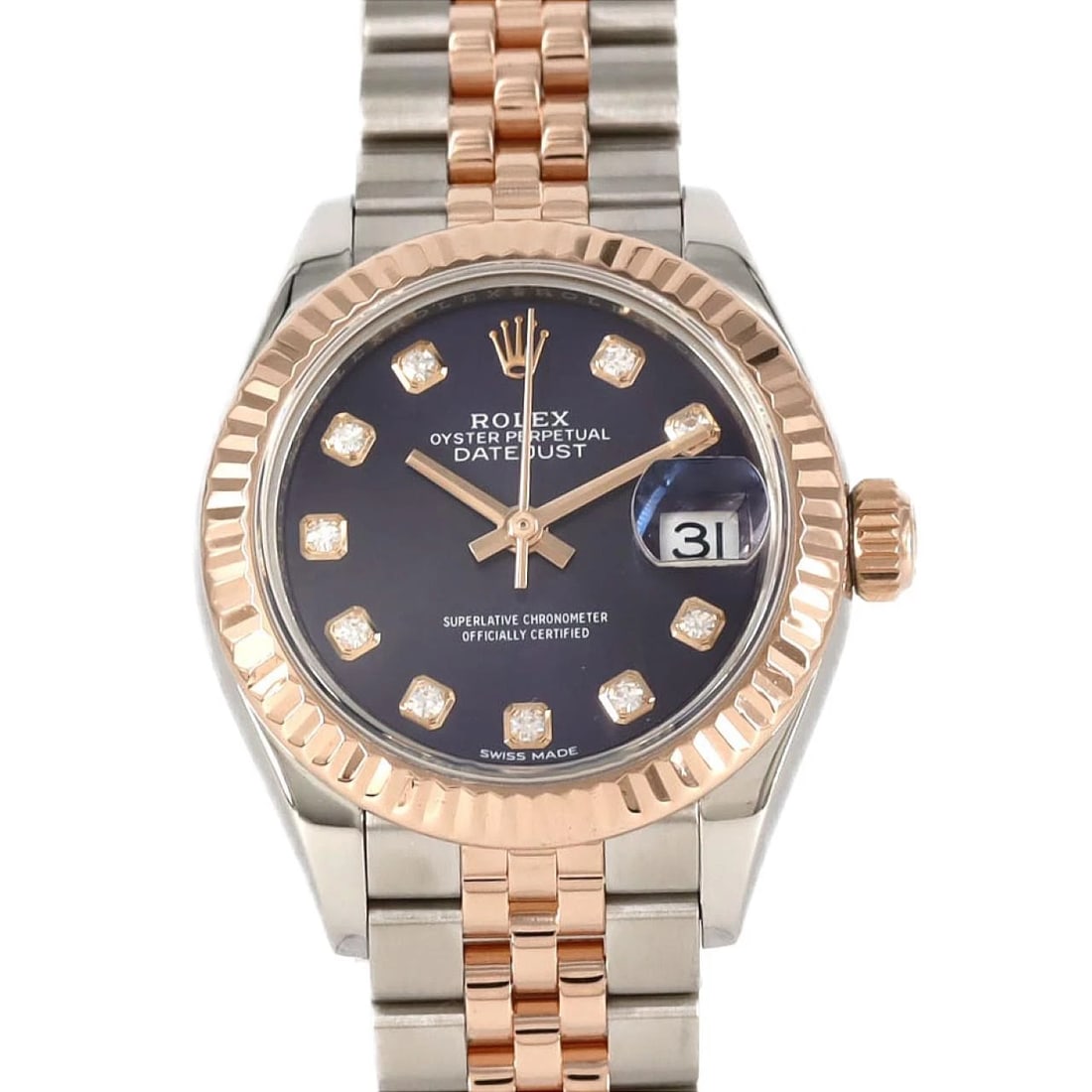 ROLEX DATEJUST SSXPG MECHANICAL AUTOMATIC WATCH: Rolex Datejust SSxPG Mechanical Automatic Watch Brand: ROLEX Type: Wrist watch Material: Case: Stainless steel x pink gold Bracelet: Stainless steel x pink gold Color: Dial Color: Aubergine,