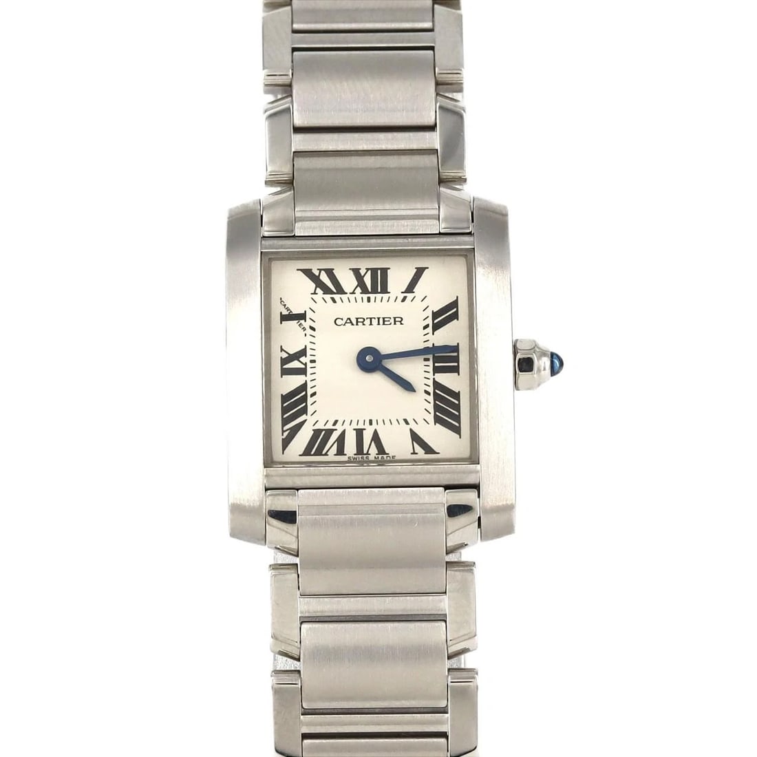 CARTIER TANK FRANÇAISE STAINLESS STEEL QUARTZ WATCH: Cartier Tank Française Stainless Steel Quartz Watch Brand: CARTIER Type: Wrist watch Material: Case: Stainless Steel Breath: Stainless Steel Color: Dial Color: Silver/Roman Size: Case diameter: