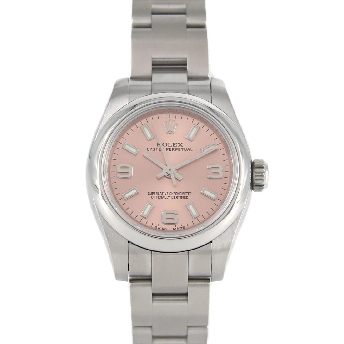 ROLEX OYSTER PERPETUAL STAINLESS STEEL MECHANICAL AUTOMATIC WATCH: Rolex Oyster Perpetual Stainless Steel Mechanical Automatic Watch Brand: ROLEX Type: Wrist watch Material: Case: Stainless Steel Breath: Stainless Steel Color: Dial color pink Size: Case diameter: App