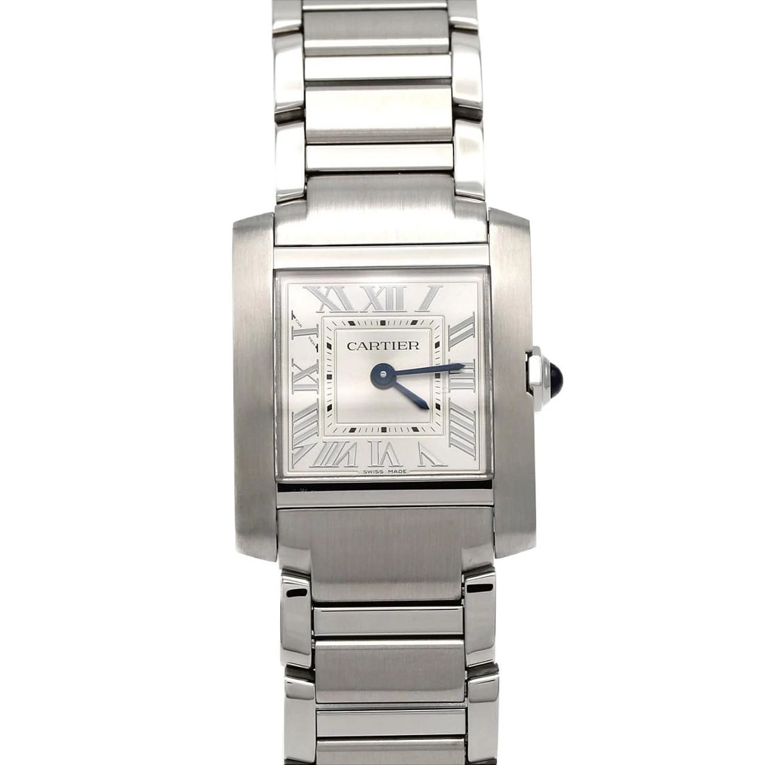 CARTIER TANK FRANÇAISE STAINLESS STEEL QUARTZ WATCH: Cartier Tank Française Stainless Steel Quartz Watch Brand: CARTIER Type: Wrist watch Material: Case: Stainless Steel Breath: Stainless Steel Color: Dial color silver Size: Case diameter: 21 x 25.5 mm