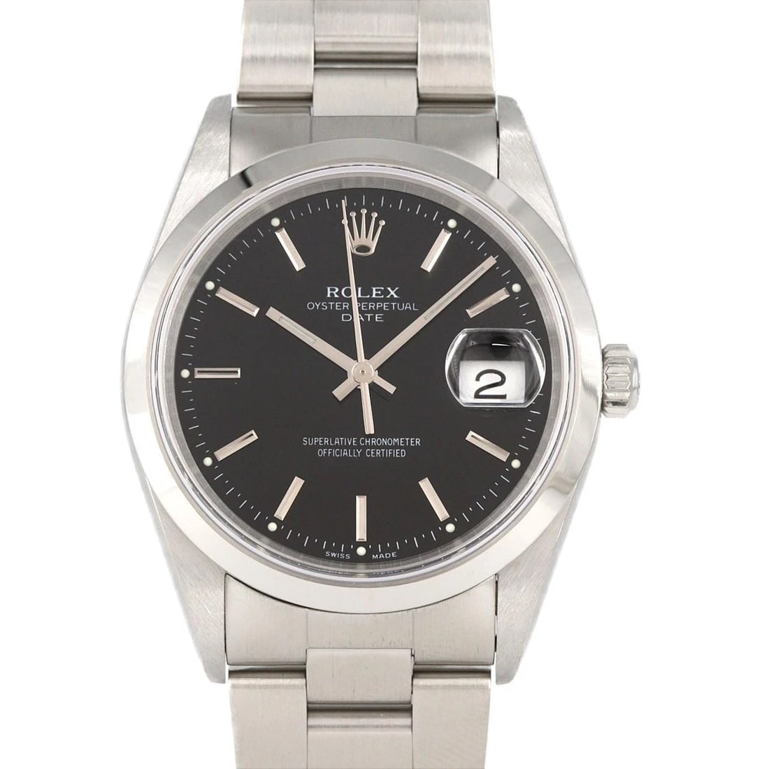 ROLEX OYSTER PERPETUAL DATE STAINLESS STEEL MECHANICAL WATCH: Rolex Oyster Perpetual Date Stainless Steel Mechanical Watch Brand: ROLEX Type: Wrist watch Material: Case: Stainless Steel Breath: Stainless Steel Color: Dial color black Size: Case diameter: Approx.