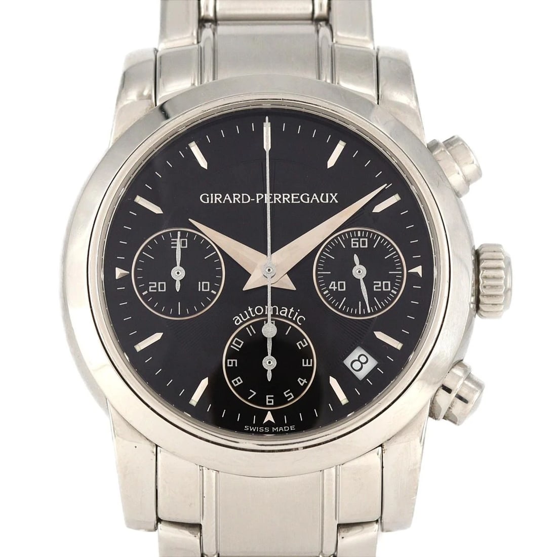 GIRARD-PERREGAUX WATCH: Girard-Perregaux Watch Brand: GIRARD-PERREGAUX Type: Wrist watch Material: Case: Stainless Steel Breath: Stainless Steel Color: Dial color black Size: Case diameter: Approx. 38mm Accessories: None