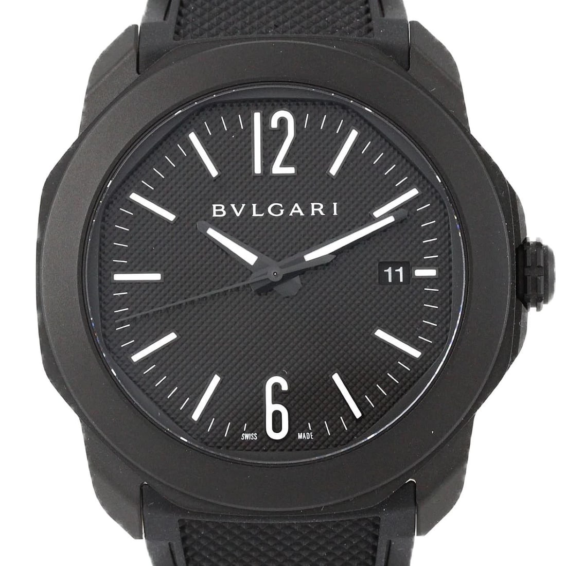 BULGARI OCTOROMA STAINLESS STEEL MECHANICAL AUTOMATIC WATCH: Bulgari Octoroma Stainless Steel Mechanical Automatic Watch Brand: BVLGARI Type: Wrist watch Material: Case: Stainless Steel Breath: Rubber Color: Dial Color: Black Band Color: Black Size: Case