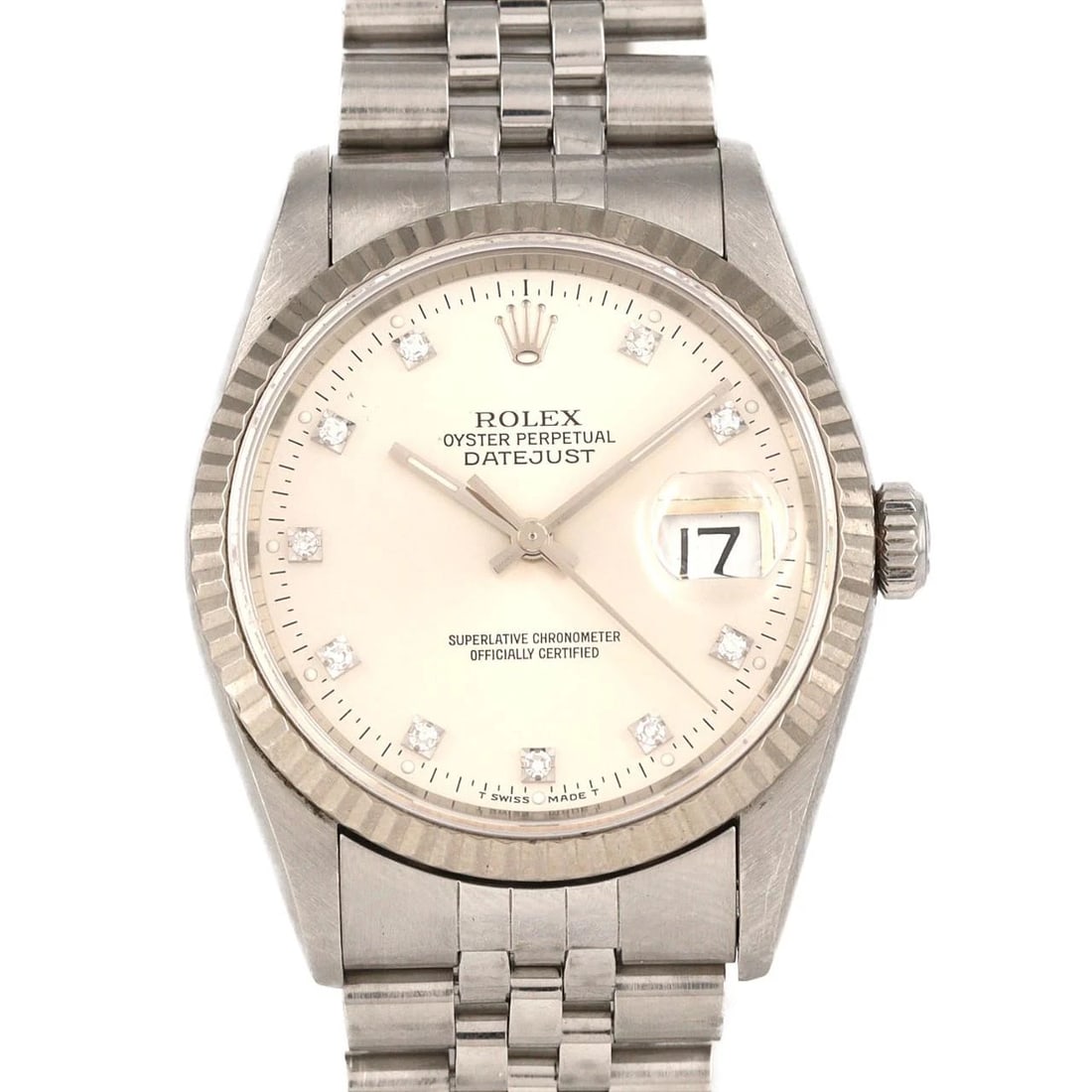 ROLEX DATEJUST MECHANICAL WATCH: Rolex Datejust Mechanical Watch Brand: ROLEX Type: Wrist watch Material: Case: Stainless steel x white gold Bracelet: Stainless steel Color: Dial color silver Size: Case diameter: Approx. 36 mm Max wr