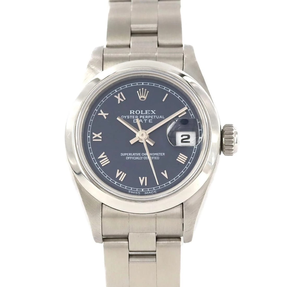 ROLEX OYSTER PERPETUAL DATE STAINLESS STEEL MECHANICAL WATCH: Rolex Oyster Perpetual Date Stainless Steel Mechanical Watch Brand: ROLEX Type: Wrist watch Material: Case: Stainless Steel Breath: Stainless Steel Color: Dial Color: Blue Band color: Blue Size: Case 