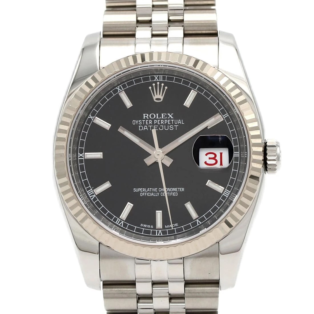 ROLEX DATEJUST MECHANICAL AUTOMATIC WATCH: Rolex Datejust Mechanical Automatic Watch Brand: ROLEX Type: Wrist watch Material: Case: Stainless steel x white gold Bracelet: Stainless steel Color: Dial color black Size: Case diameter: Approx. 36 