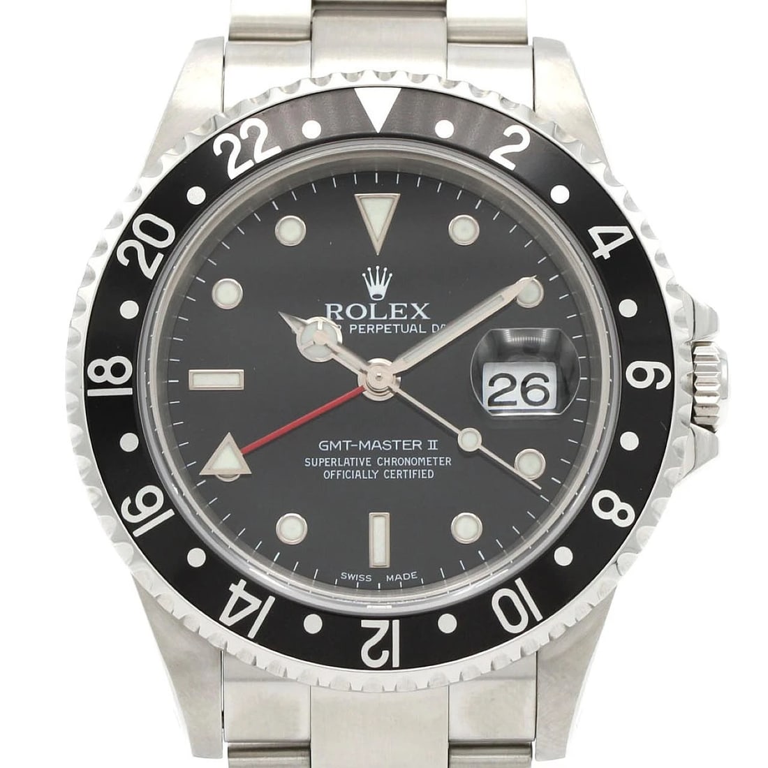 ROLEX GMT-MASTER STAINLESS STEEL MECHANICAL AUTOMATIC WATCH: Rolex GMT-Master Stainless Steel Mechanical Automatic Watch Brand: ROLEX Type: Wrist watch Material: Case: Stainless Steel Breath: Stainless Steel Color: Dial color black Size: Case diameter: Approx.