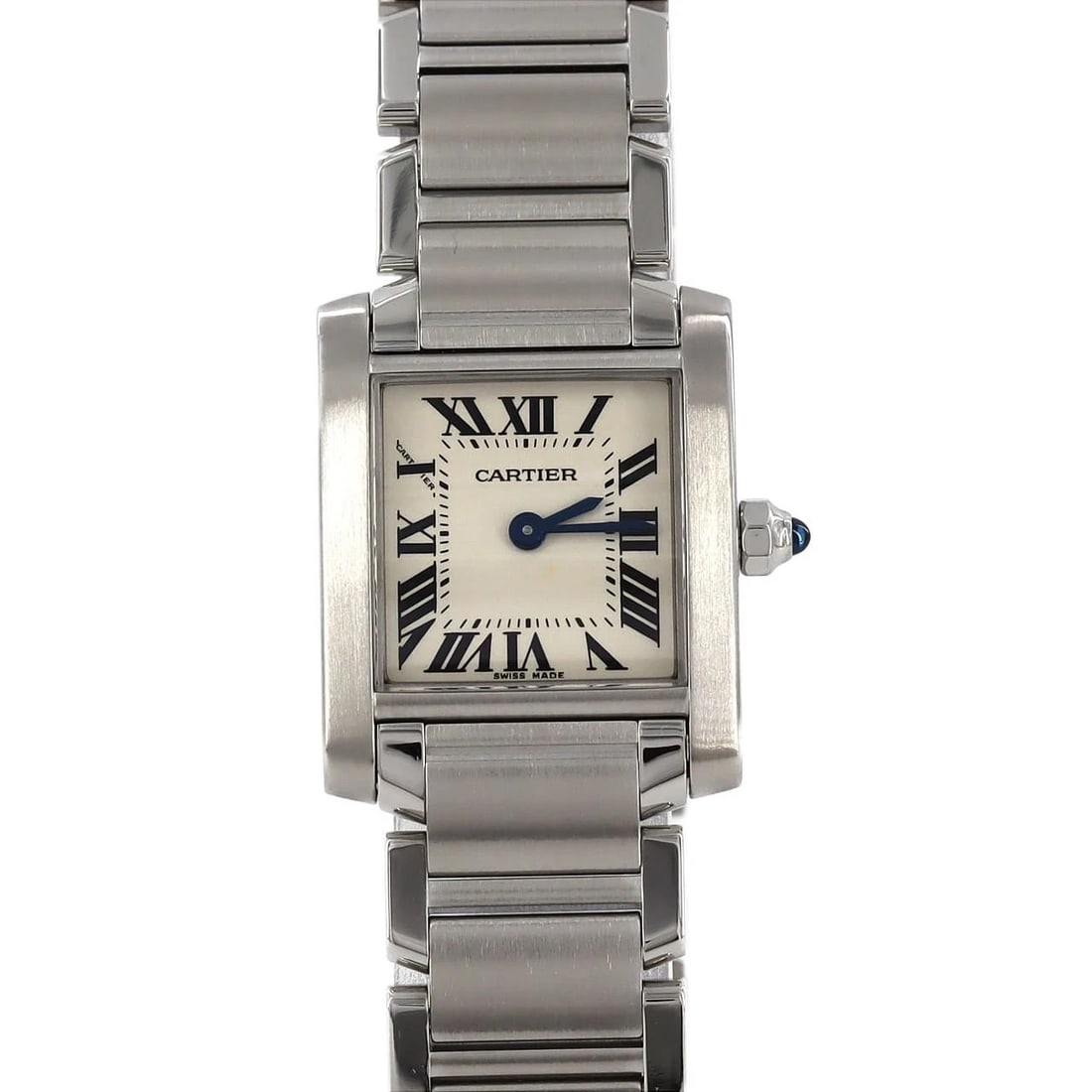 CARTIER TANK FRANÇAISE STAINLESS STEEL QUARTZ WATCH: Cartier Tank Française Stainless Steel Quartz Watch Brand: CARTIER Type: Wrist watch Material: Case: Stainless Steel Breath: Stainless Steel Color: Dial Color: Silver/Roman Size: Case diameter: