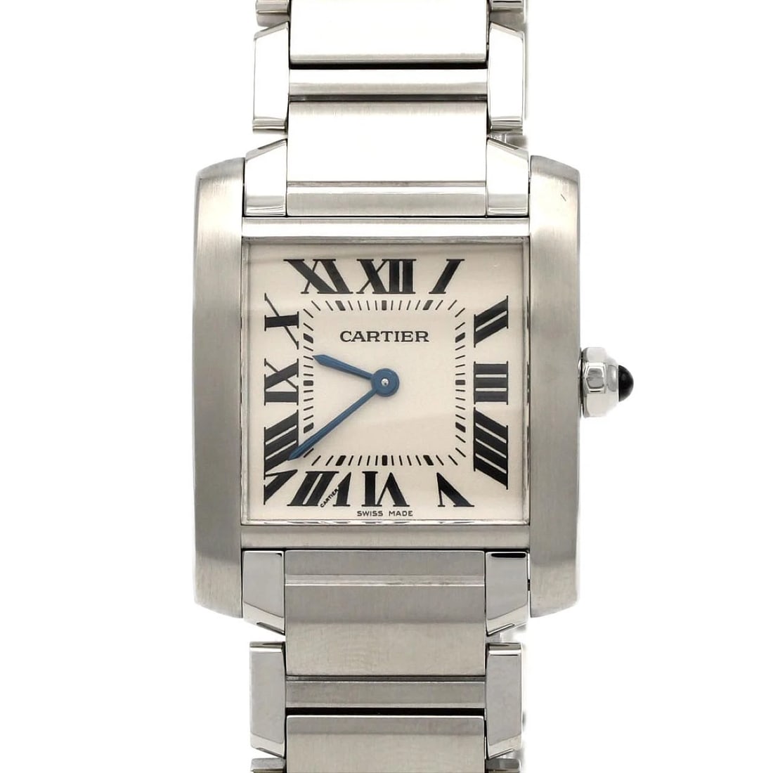 CARTIER TANK FRANÇAISE STAINLESS STEEL QUARTZ WATCH: Cartier Tank Française Stainless Steel Quartz Watch Brand: CARTIER Type: Wrist watch Material: Case: Stainless Steel Breath: Stainless Steel Color: Dial color silver Size: Case diameter approx.: 25
