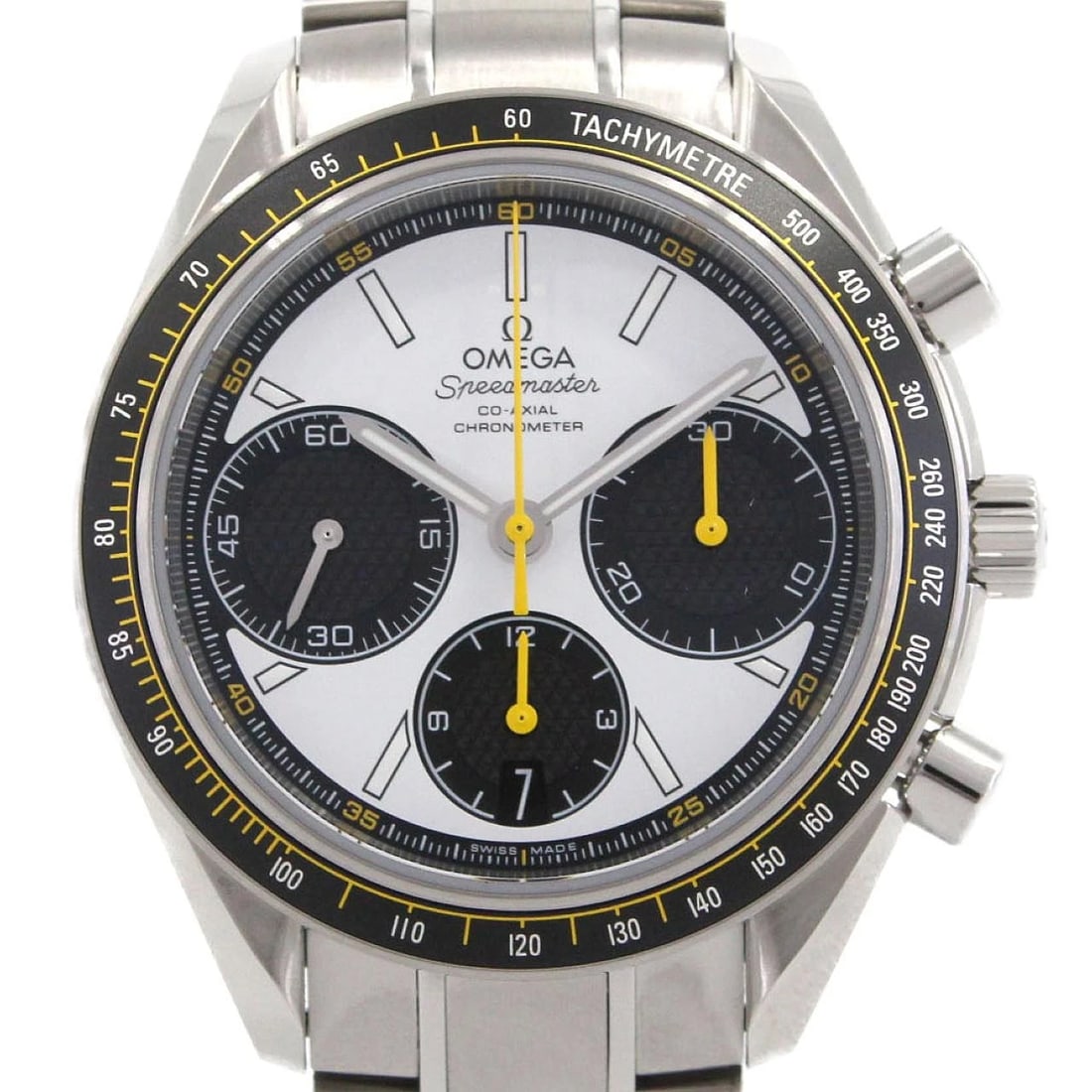 OMEGA SPEEDMASTER RACING STAINLESS STEEL WATCH: Omega Speedmaster Racing Stainless Steel Watch Brand: OMEGA Type: Wrist watch Material: Case: Stainless Steel Breath: Stainless Steel Color: Dial color white,black Size: Case diameter: Approx. 40mm Ma