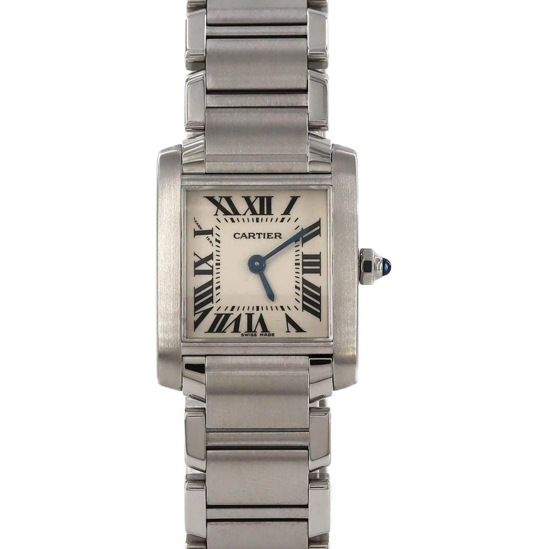 CARTIER TANK FRANÇAISE STAINLESS STEEL QUARTZ WATCH: Cartier Tank Française Stainless Steel Quartz Watch Brand: CARTIER Type: Wrist watch Material: Case: Stainless Steel Breath: Stainless Steel Color: Dial color silver Size: Case diameter: 20x25mm Max 