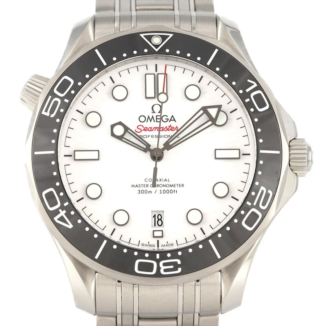 OMEGA SEAMASTER DIVER STAINLESS STEEL WATCH: Omega Seamaster Diver Stainless Steel Watch Brand: OMEGA Type: Wrist watch Material: Case: Stainless Steel Breath: Stainless Steel Color: Dial color white Size: Case diameter: Approx. 42 mm Max wrist