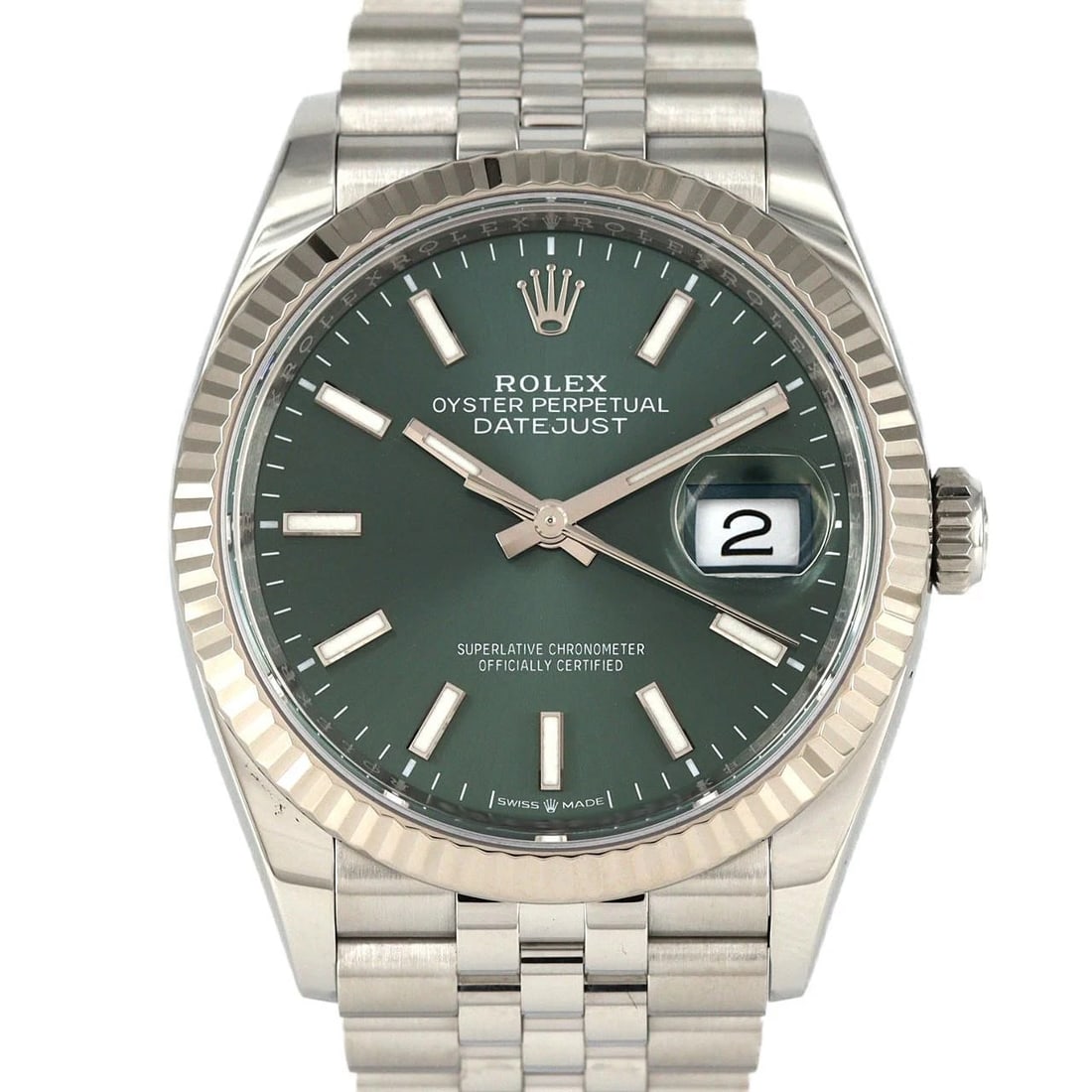 ROLEX DATEJUST MECHANICAL AUTOMATIC WATCH: Rolex Datejust Mechanical Automatic Watch Brand: ROLEX Type: Wrist watch Material: Case: Stainless steel x white gold Bracelet: Stainless steel Color: Dial color mint green Size: Case diameter: Approx