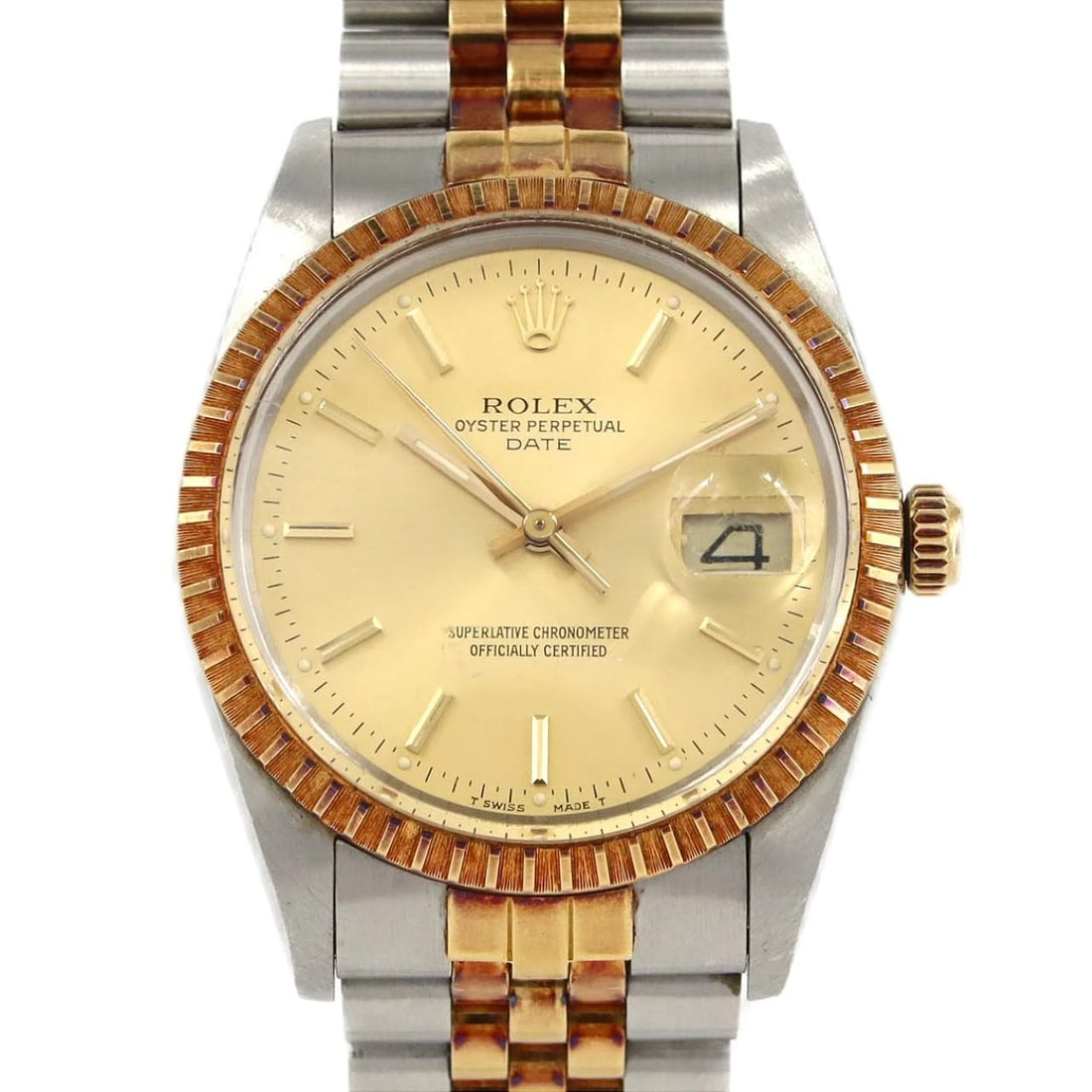 ROLEX OYSTER PERPETUAL DATE SSXYG WATCH: Rolex Oyster Perpetual Date SSxYG Watch Brand: ROLEX Type: Wrist watch Material: Case: Stainless steel x yellow gold Bracelet: Stainless steel x yellow gold Color: Dial color gold Size: Case